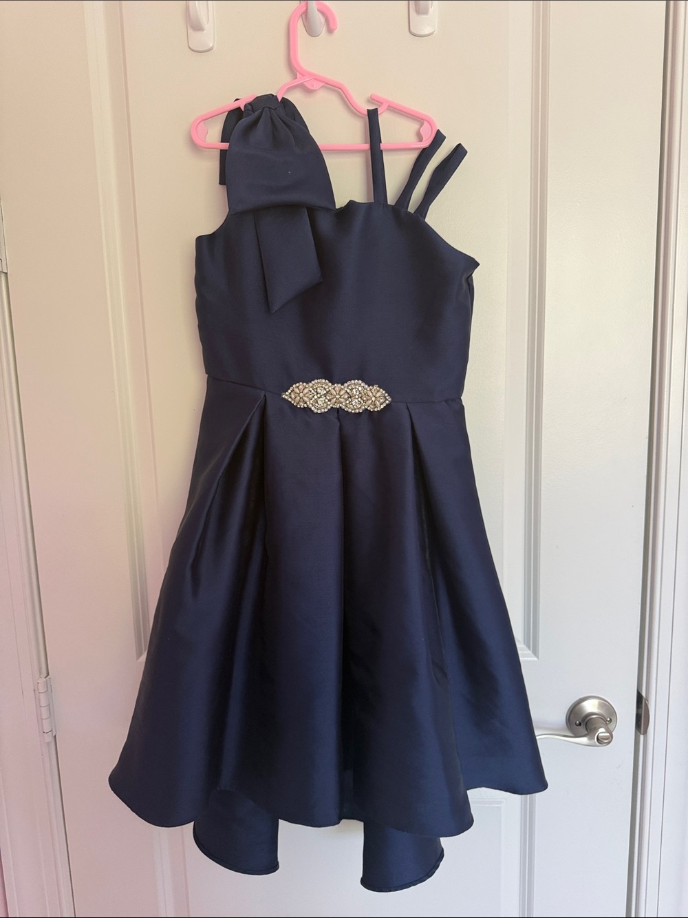 Rare Editions Navy Formal Dress with Crystal Belt and Bow